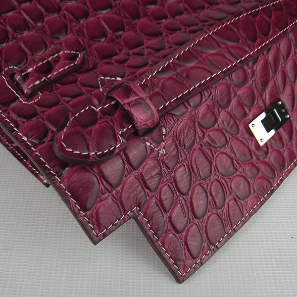 AAA Hermes Kelly 22 CM France Python Leather Handbag Wine H008 On Sale - Click Image to Close